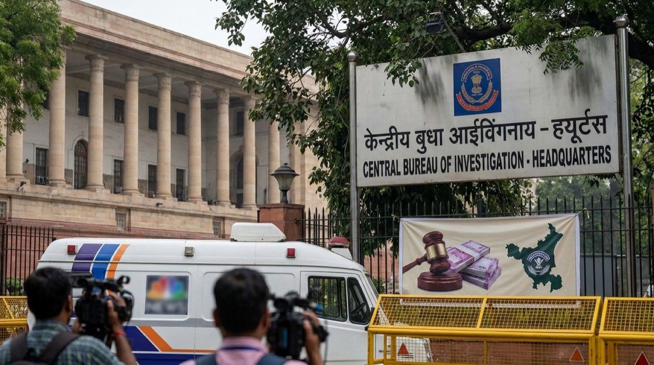 CBI signage outside its headquarters representing the bank-fraud investigation into a Haryana IAS officer