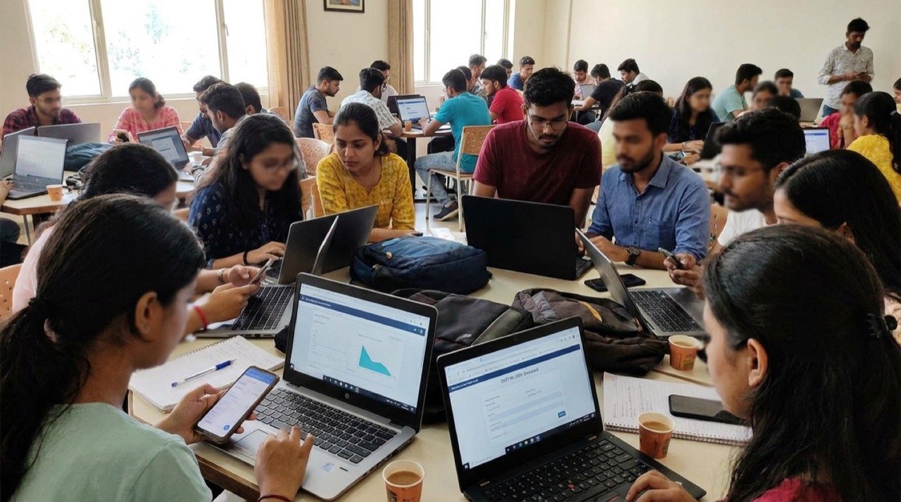 Students checking CUET UG 2026 scorecards online ahead of university counselling and admissions