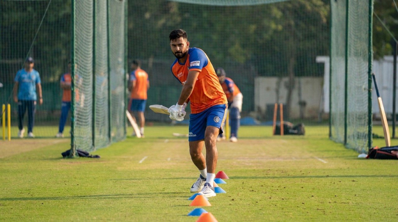 All-rounder Hardik Pandya training during a fitness and skills session at the BCCI Centre of Excellence.