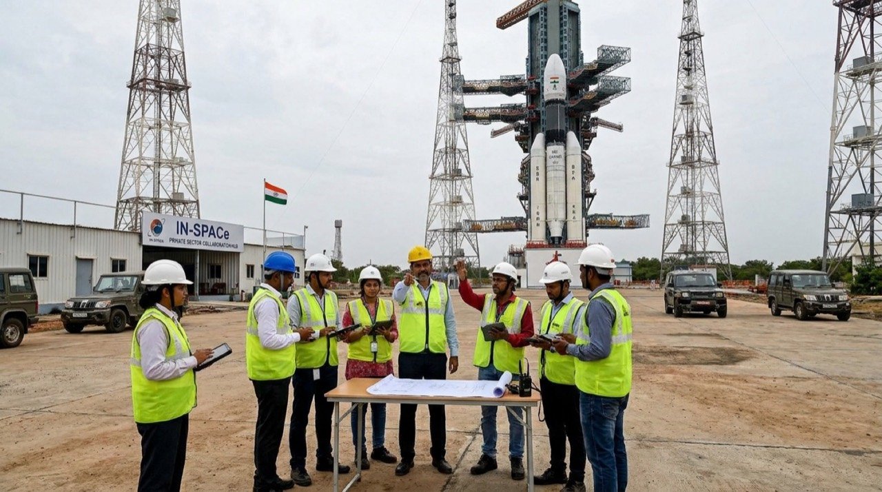 An Indian launch vehicle on the pad as the government prepares to share rocket technology with private space startups.