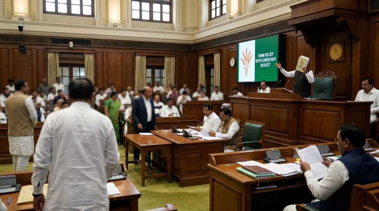 Maharashtra legislative assembly in session as the government tables record supplementary budget demands for farm relief