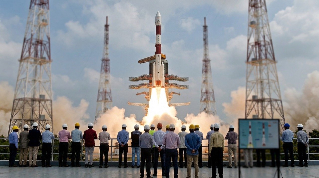 PSLV rocket lifting off from Sriharikota as India transfers launch technology to private space firms