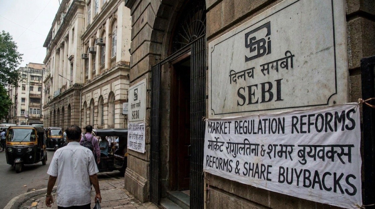 SEBI signage representing market regulation reforms for stock exchanges and share buybacks in India