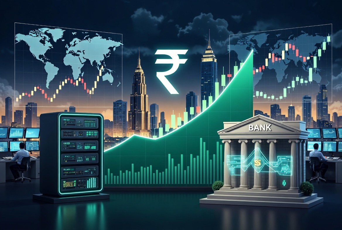 Illustrative image for the story: Sensex Surges About 800 Points as IT and Banking Stocks Defy Weak Global Cues