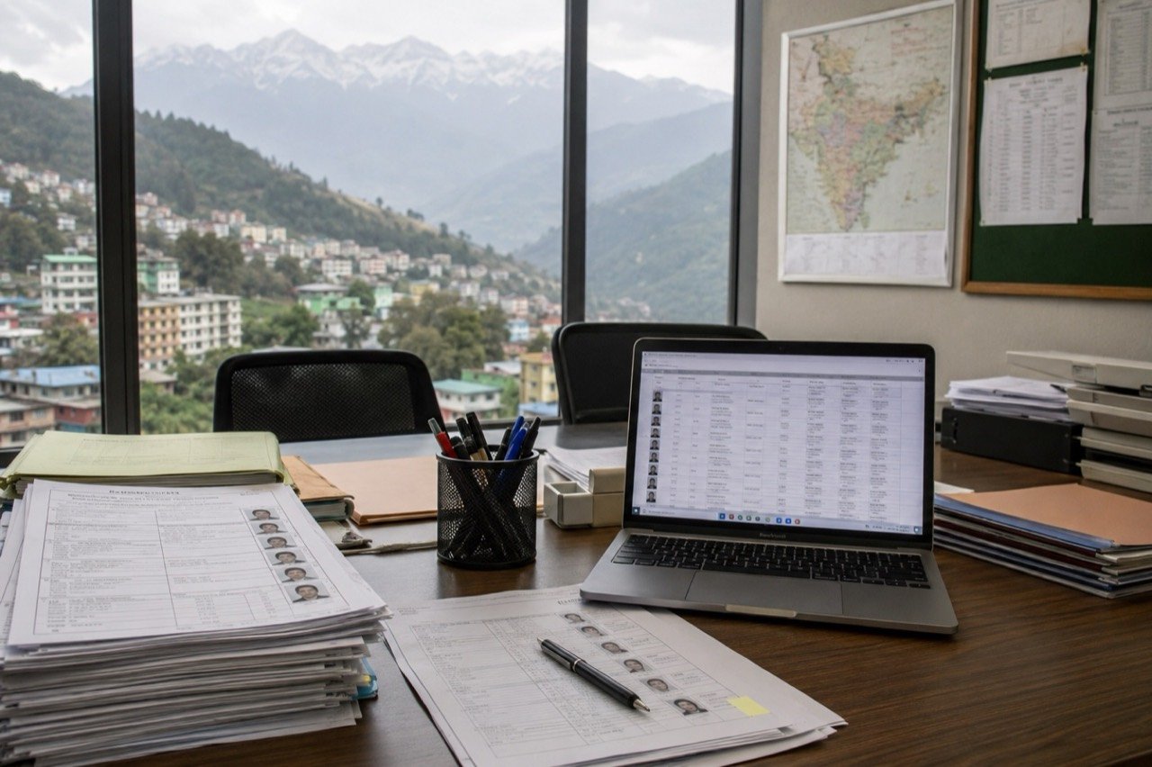 Election officials reviewing electoral rolls during Sikkim's Special Intensive Revision flagging 20,000 voters for possible deletion
