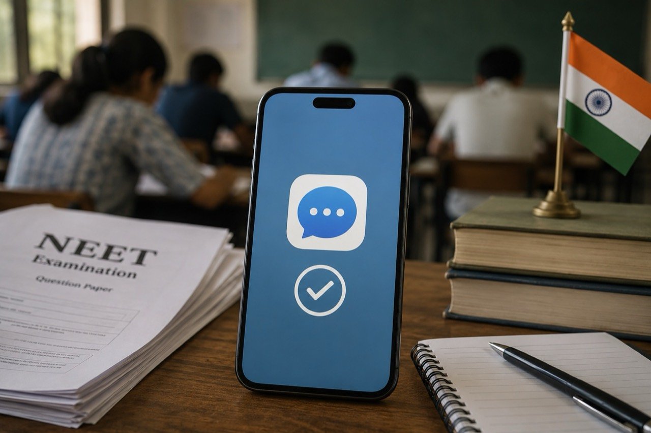 Telegram app icon shown on a smartphone screen in India after the NEET-UG re-exam block was lifted